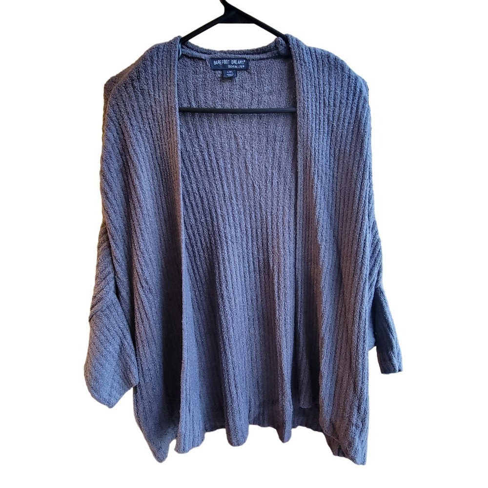 Barefoot Dreams Cardigan Cozychic Lite Ribbed Shrug Sweater Open Front Grey L/XL
